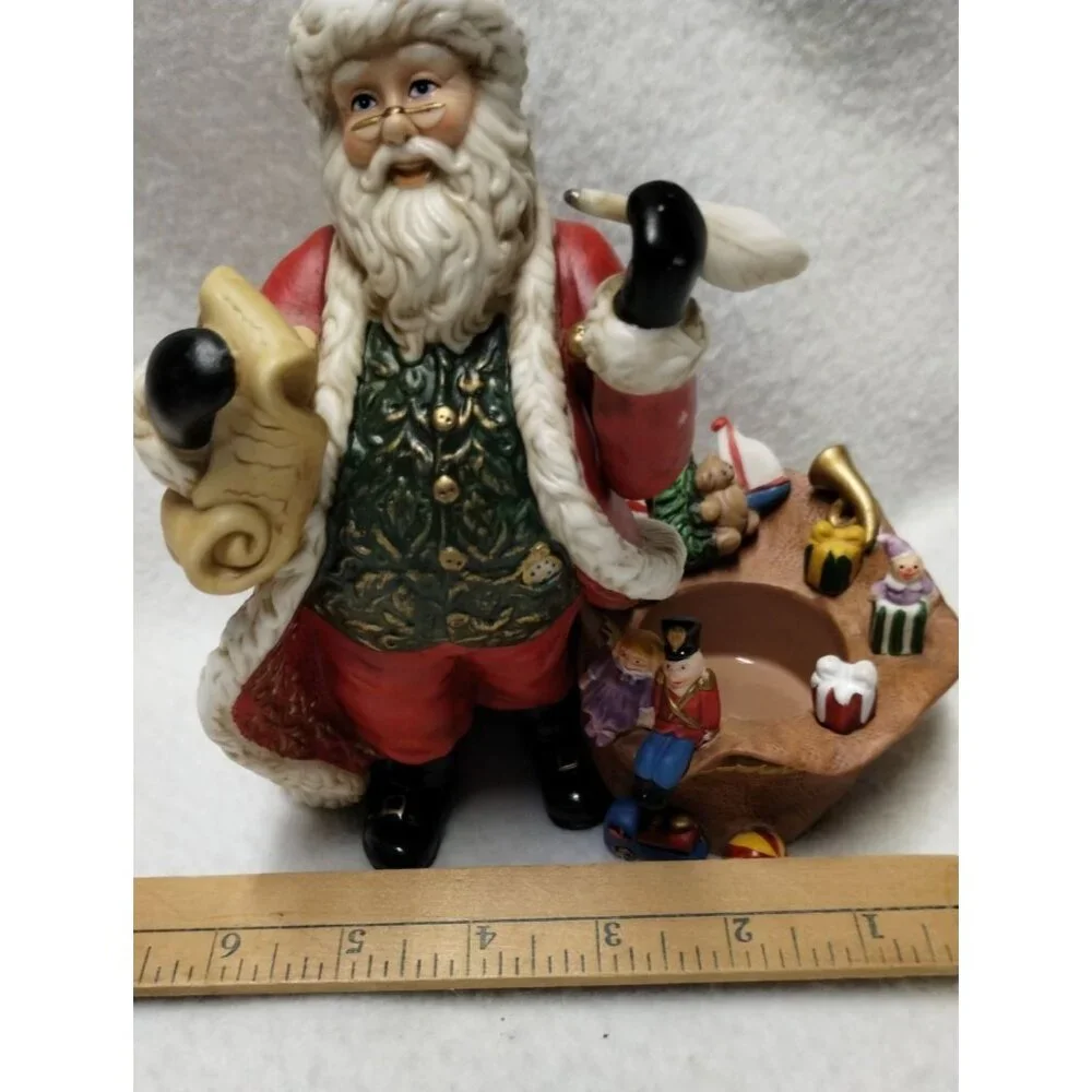 Partylite Santa Claus Tealight Holder wit‎ Toy Bag 7" Tall Hand-Painted